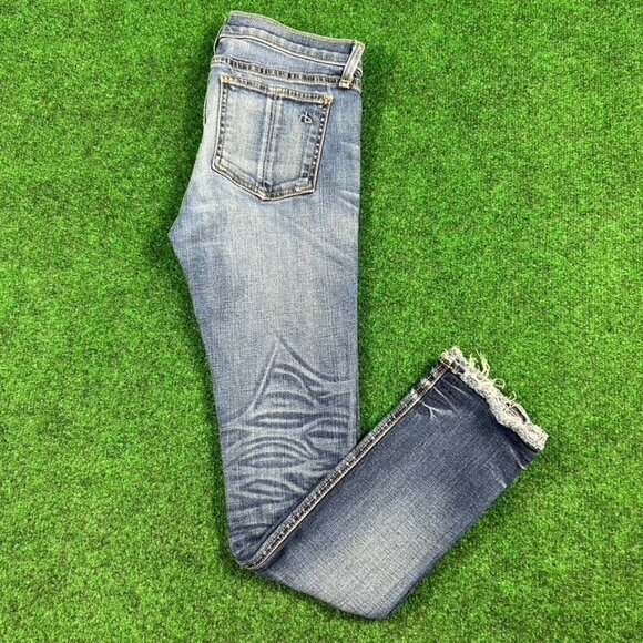 Rag & Bone Womens Size‎ 25 Low Rise Crop Raw Hem Denim Jeans USA Made - Picture 1 of 9
